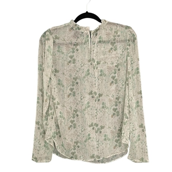 MAISON CINQCENT Semi-Sheer Printed Blouse Green S - Picture 5 of 7